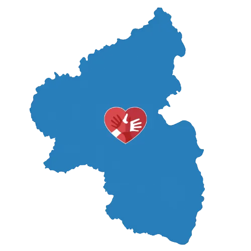 Karte von Rheinland-Pfalz mit dem CaroCare24-Logo Karte von Rheinland-Pfalz mit dem CaroCare24-Logo