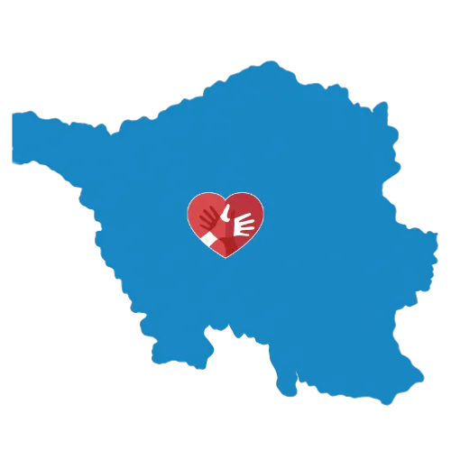 Karte vom Saarland mit dem CaroCare24-Logo